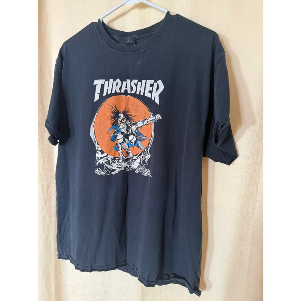 Thrasher Magazine Pushead T-shirt, Men’s Large Black Skate Outlaw Logo T-shirt - Picture 7 of 7
